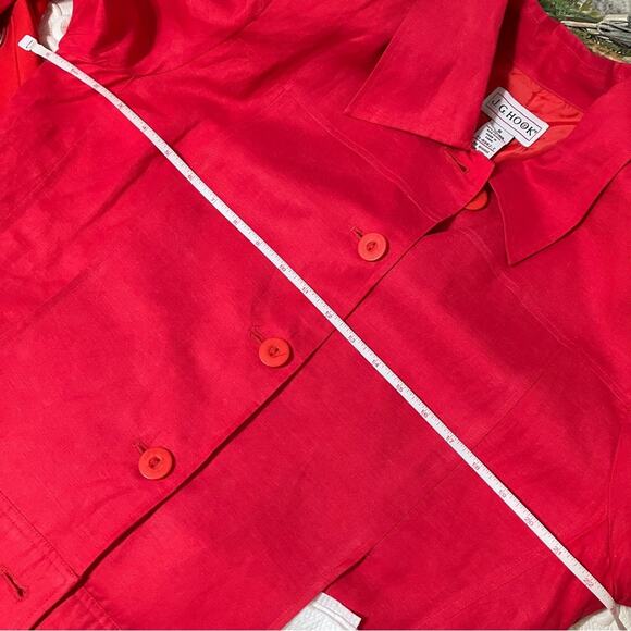 JG Hook Candy Apple Red Women Vintage Linen Blazer size 12 EUC - Picture 6 of 6